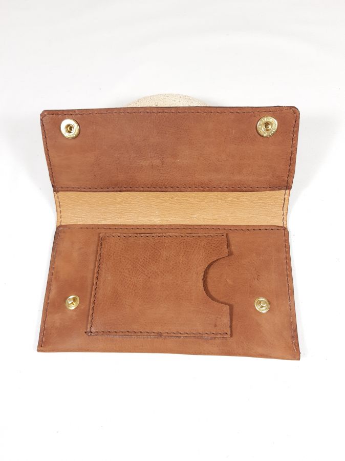Tabaksring van glad geitenleer, kleur Havana