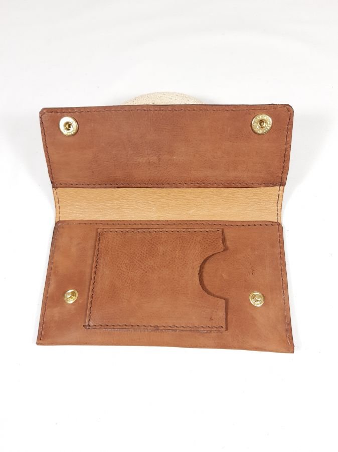 Tabaksring van glad geitenleer, kleur Havana