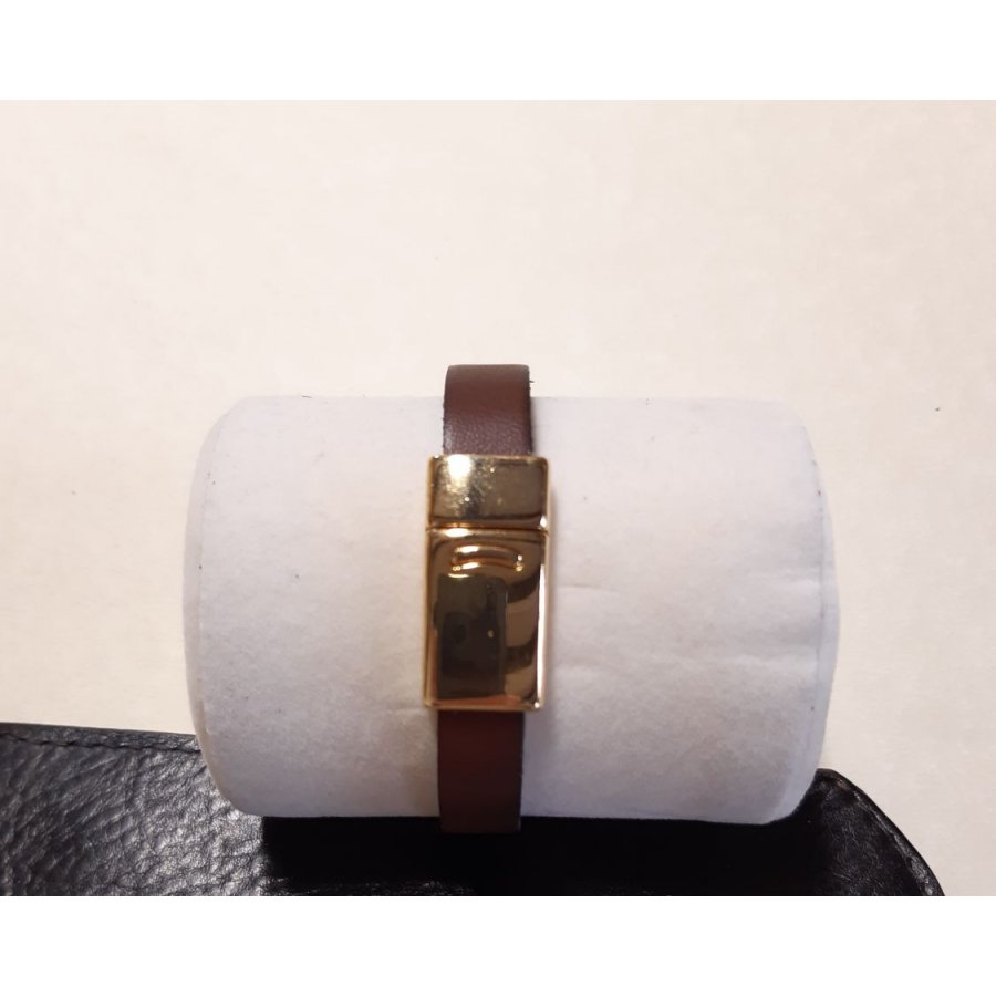 Bruine rundleren armband met magnetische sluiting
