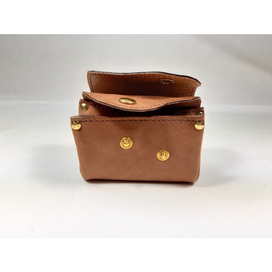 Porte-monnaie rétro cuir chèvre imprimé coloris havane