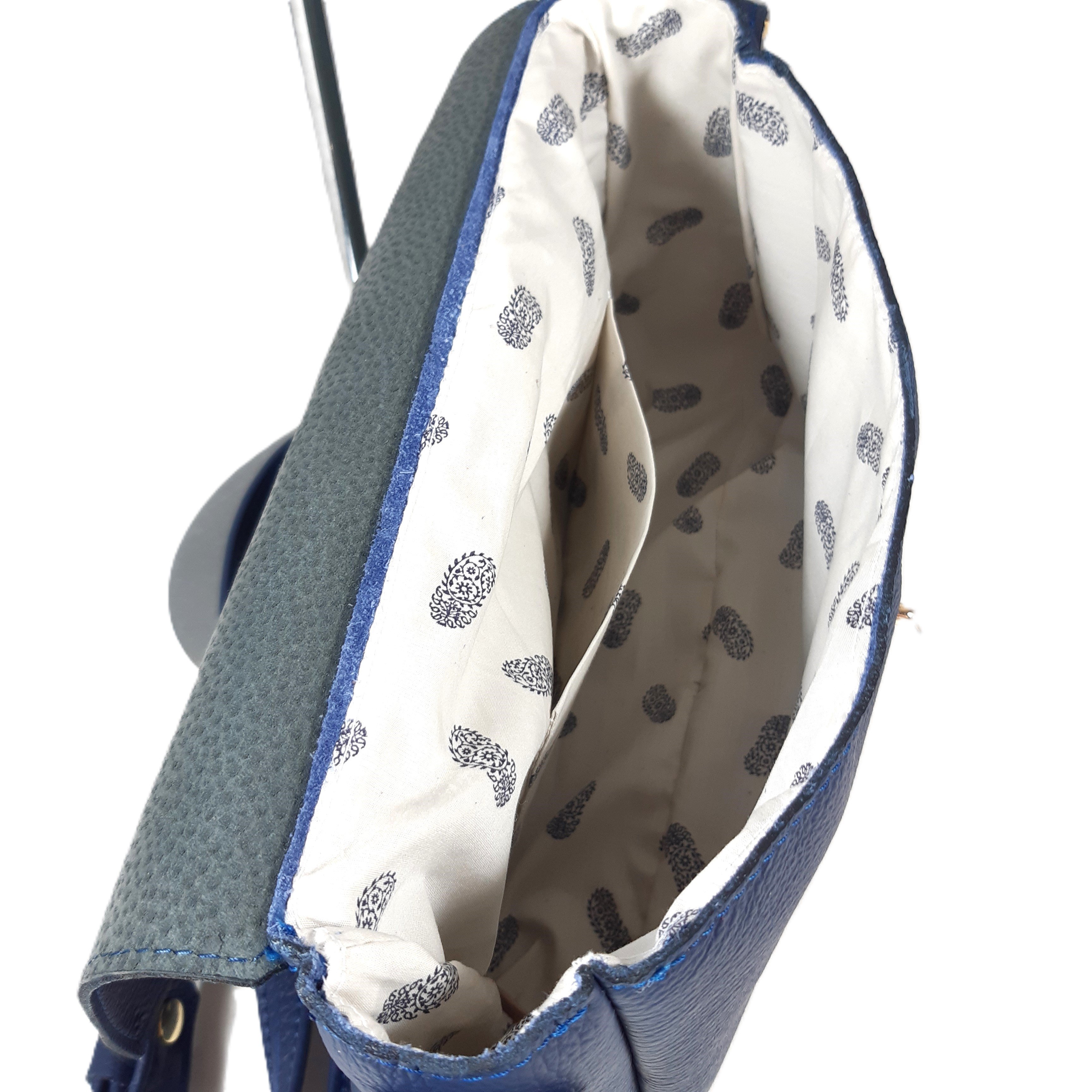 Sac baguette cuir bleu marine