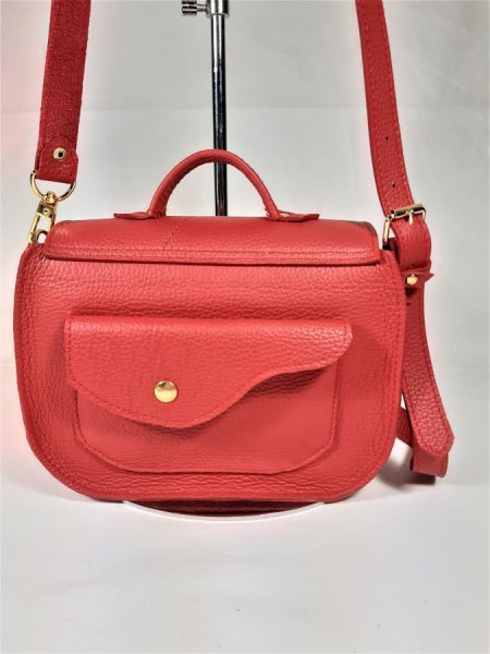 Sac bandouli&egrave;re cuir vachette,fabrication artisanale coloris rouge