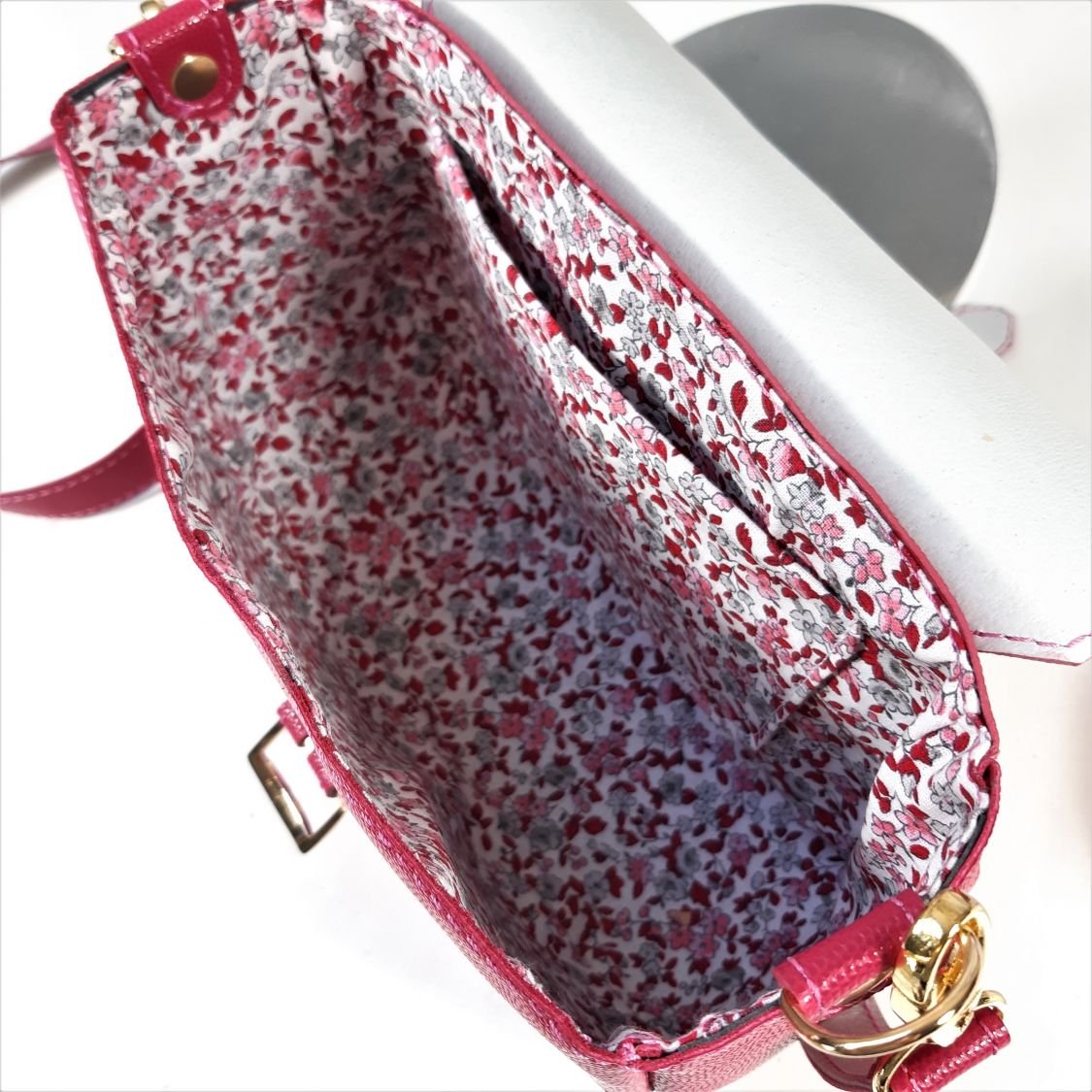 Fuchsia roze tas van rundsleer