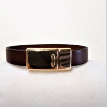 Bruine rundleren armband met magnetische sluiting