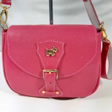 Fuchsia roze tas van rundsleer